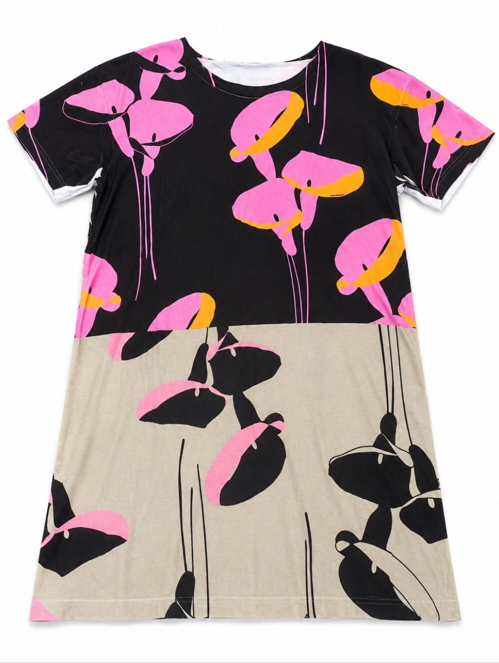 Miu Miu short sleeve tunic t-shirt abstract colorblock graphic floral. M